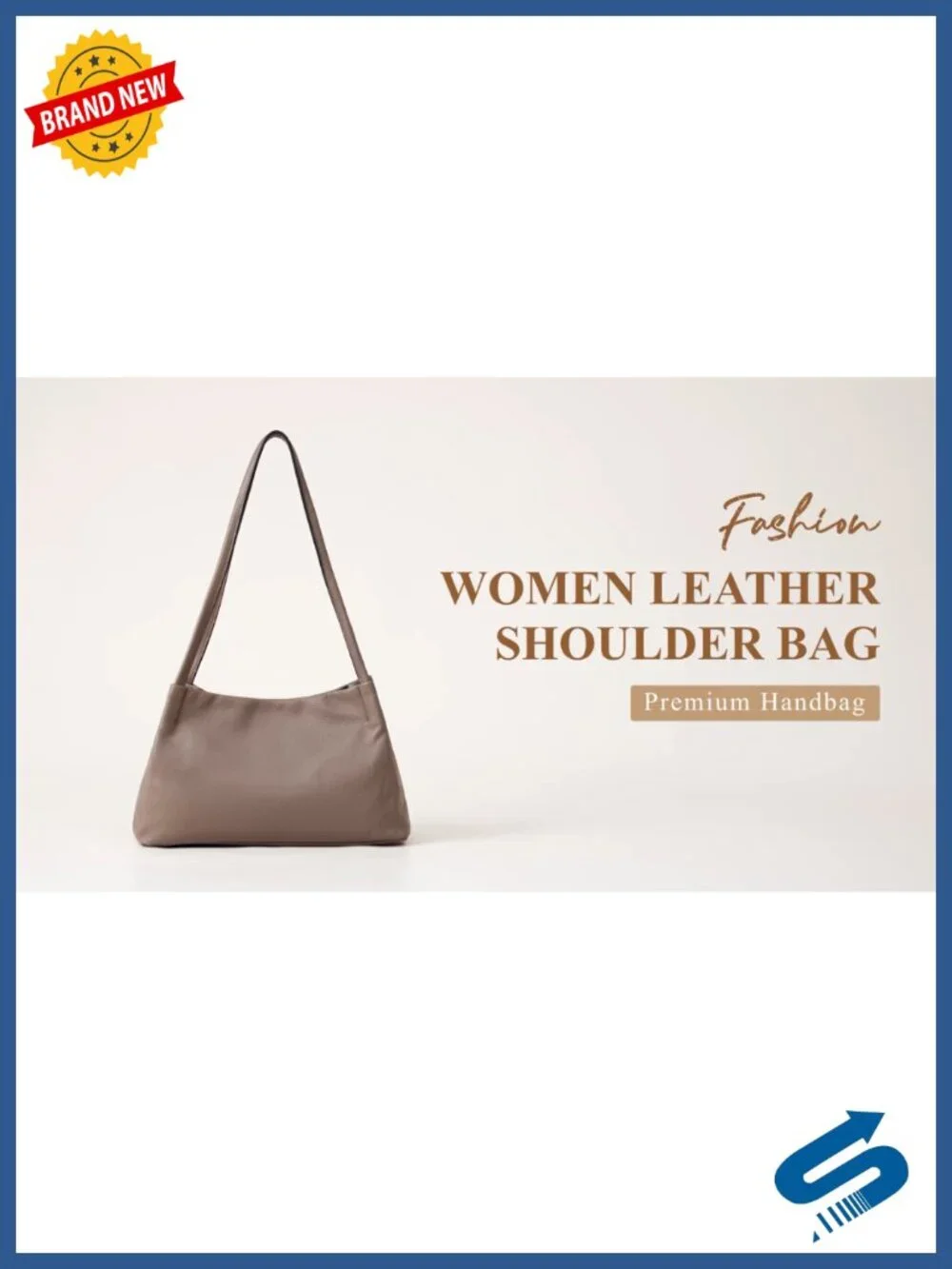 Genuine Leather Hobo Bag with Gold Hardware, Fits 7.9